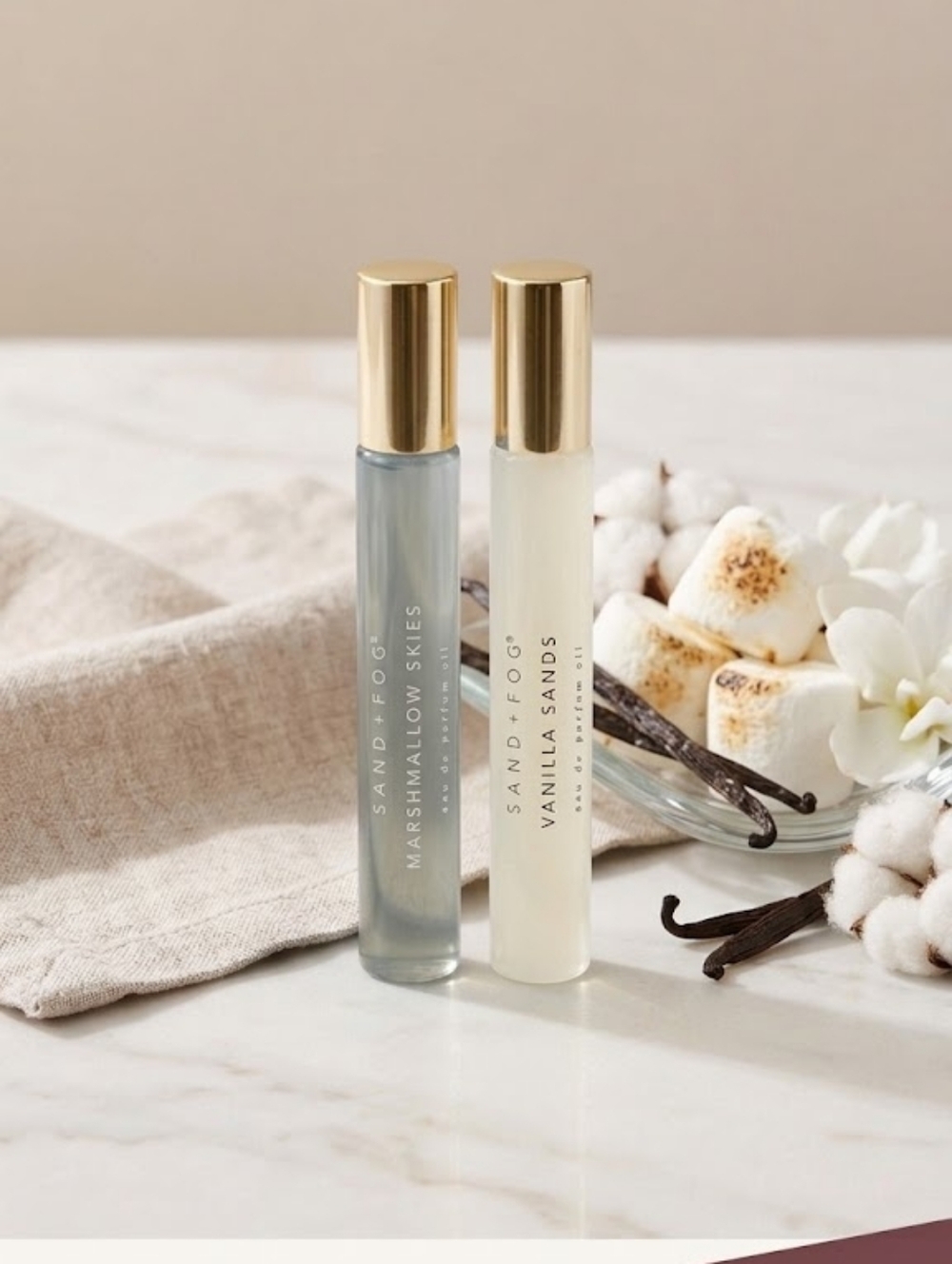 Sand + Fog Fragrance Body Oils-Marshmallow Skies/Vanilla Sands, 10 ml Each (New)